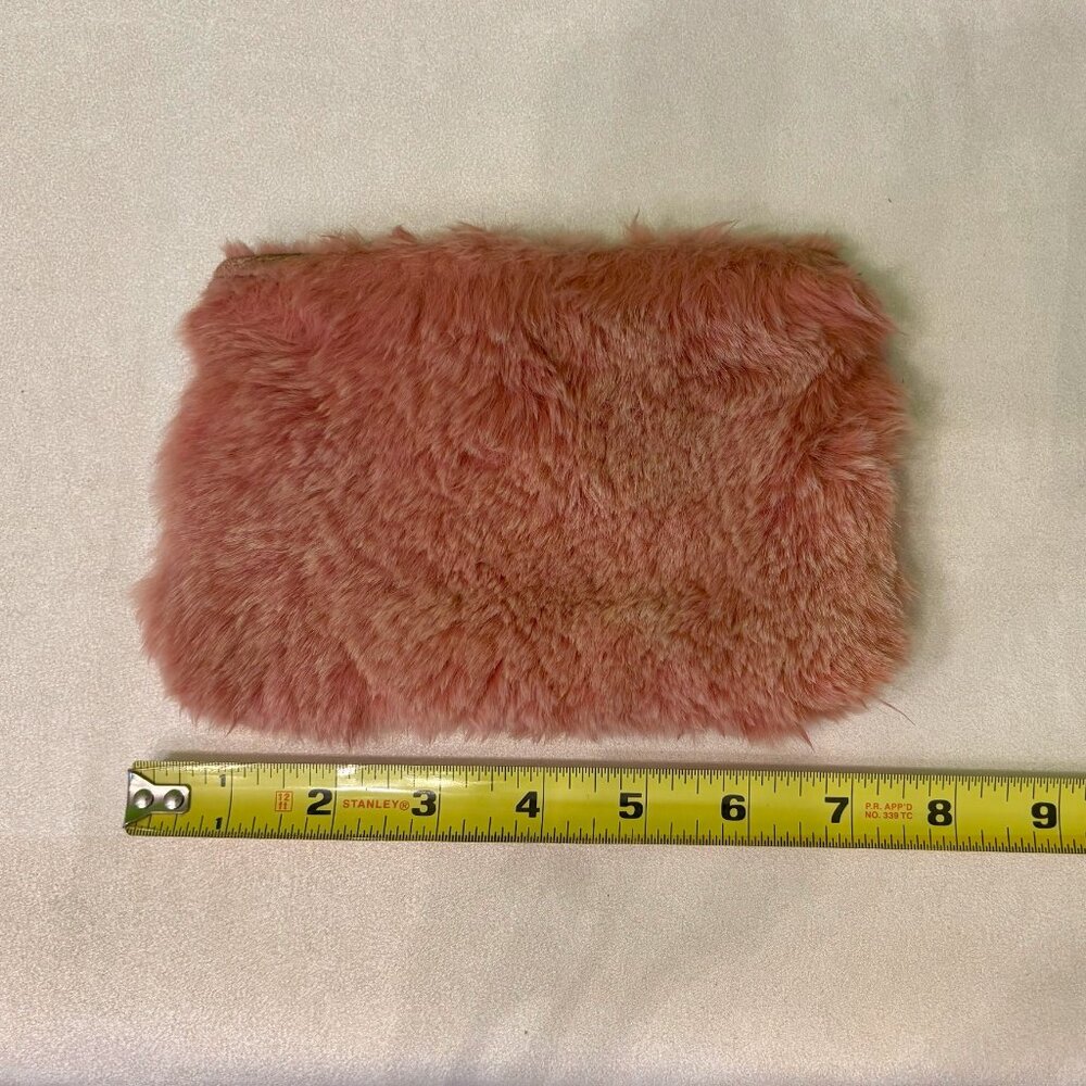 Chrome Hearts Vintage Rabbit Fur Small Pouch with Silver Dagger Zipper (Used)